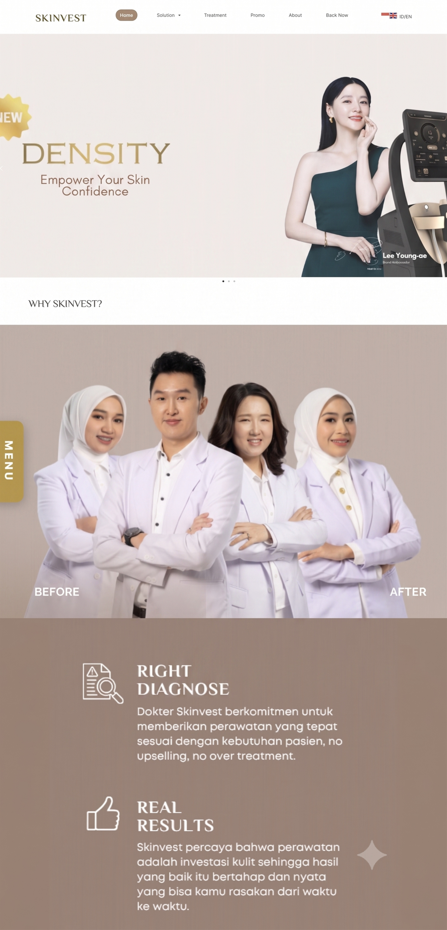 Tampilan website dan identitas visual Skinvest